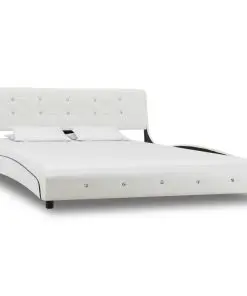 vidaXL Bed Frame White Faux Leather 137×187 cm Double