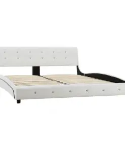 vidaXL Bed Frame White Faux Leather 153×203 cm Queen
