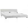 vidaXL Bed Frame White Faux Leather 183×203 cm King
