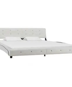 vidaXL Bed Frame White Faux Leather 183×203 cm King