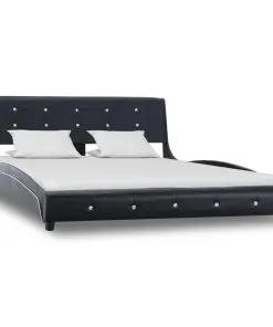 vidaXL Bed Frame Black Faux Leather 137×187 cm Double