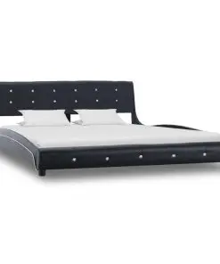 vidaXL Bed Frame Black Faux Leather 153×203 cm Queen