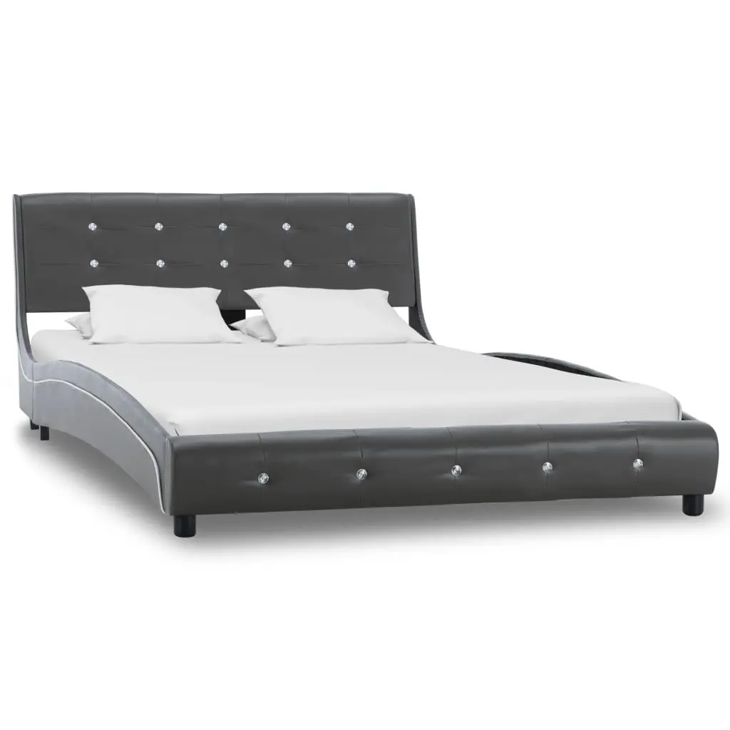 vidaXL Bed Frame Grey Faux Leather 106×203 cm King Single