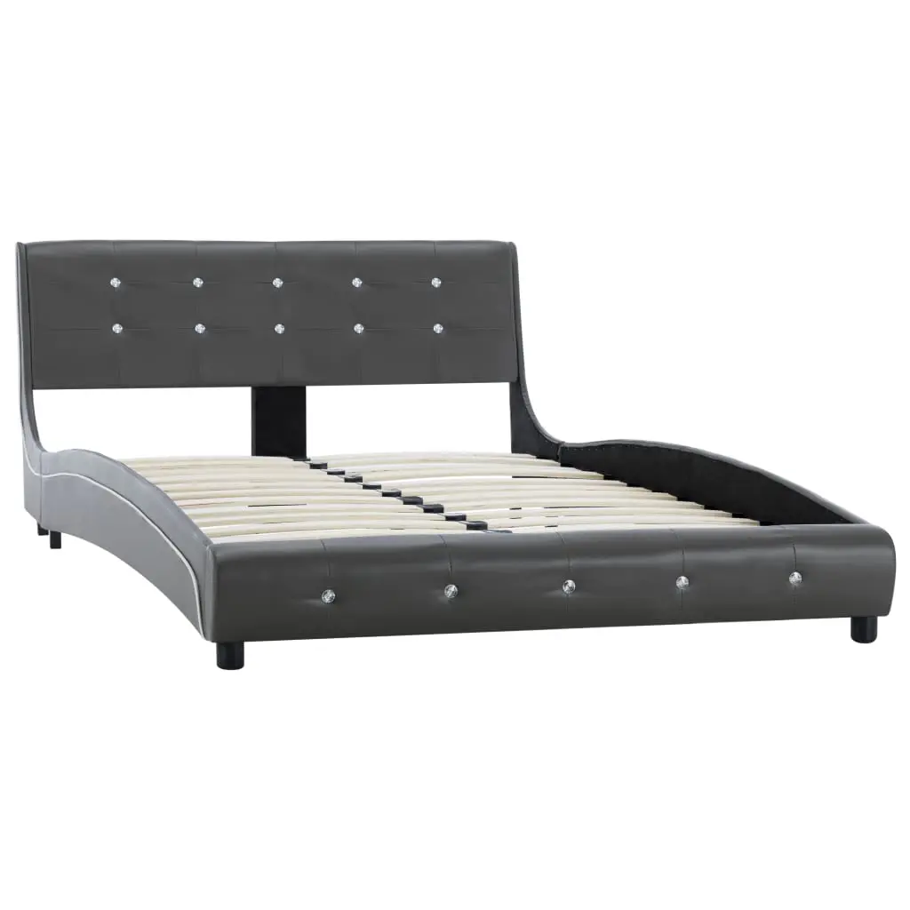 vidaXL Bed Frame Grey Faux Leather 106×203 cm King Single