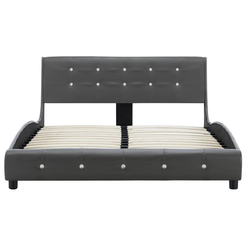 vidaXL Bed Frame Grey Faux Leather 106×203 cm King Single