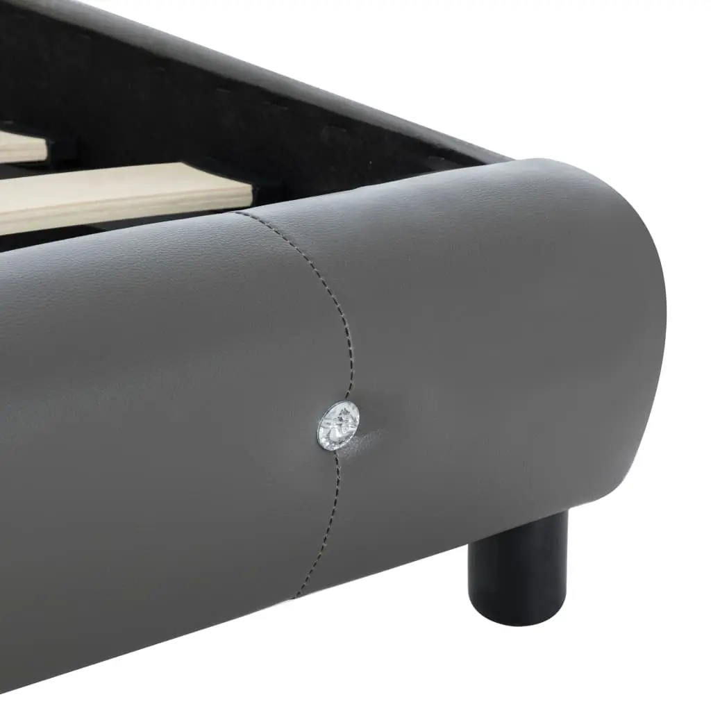 vidaXL Bed Frame Grey Faux Leather 106×203 cm King Single