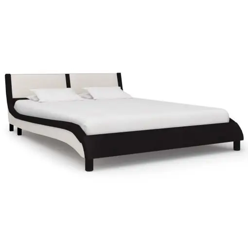 vidaXL Bed Frame Black and White Faux Leather 106×203 cm King Single