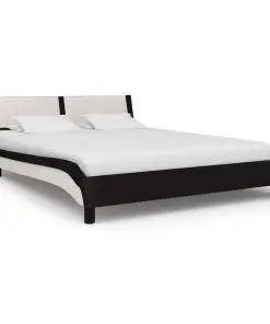 vidaXL Bed Frame Black and White Faux Leather 137×187 cm Double