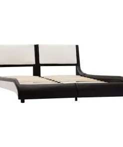 vidaXL Bed Frame Black and White Faux Leather 137×187 cm Double