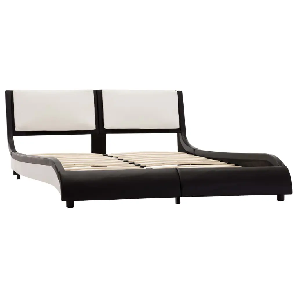 vidaXL Bed Frame Black and White Faux Leather 137×187 cm Double