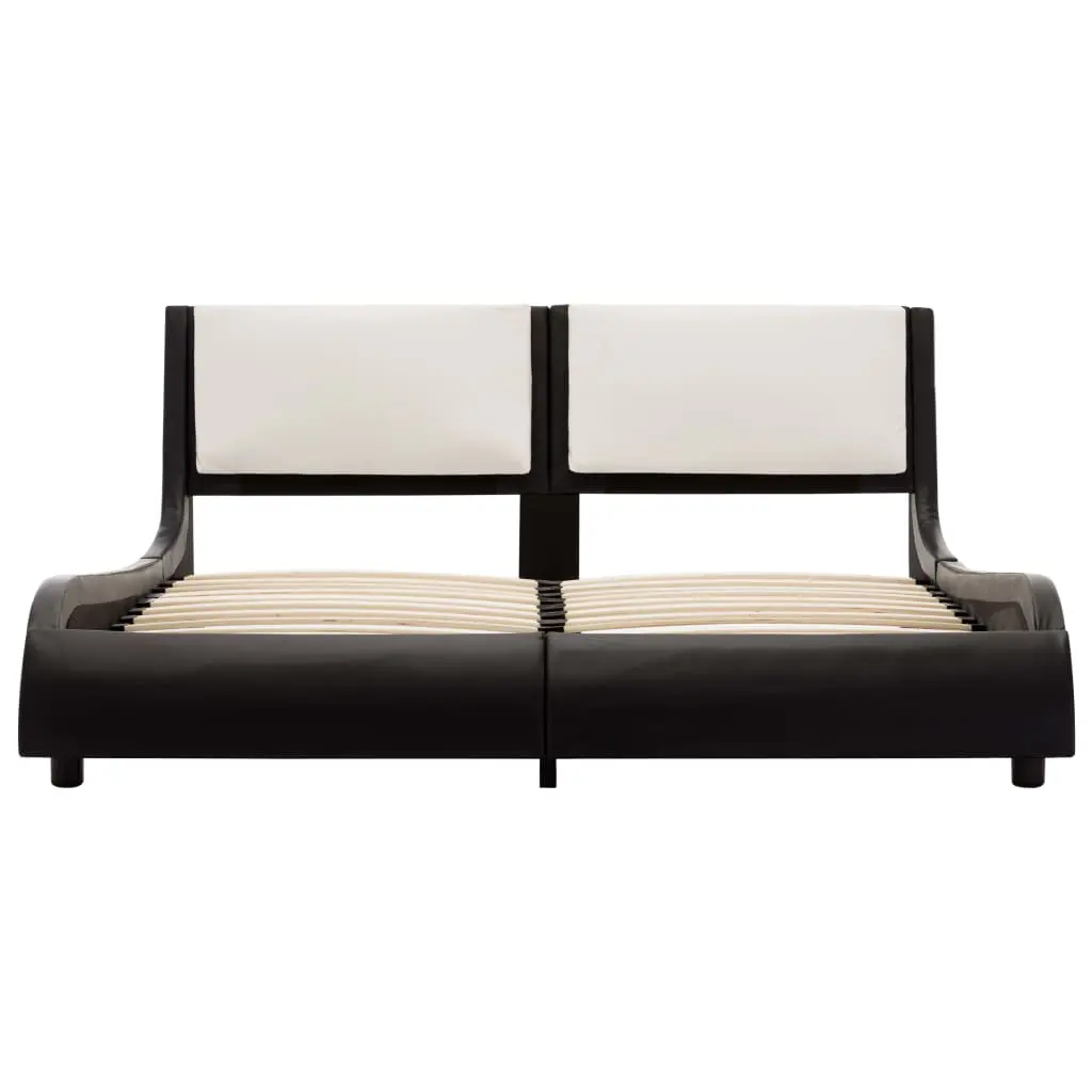 vidaXL Bed Frame Black and White Faux Leather 137×187 cm Double