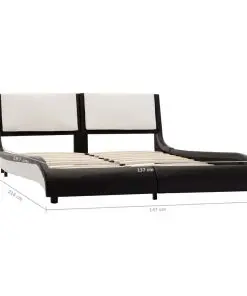 vidaXL Bed Frame Black and White Faux Leather 137×187 cm Double