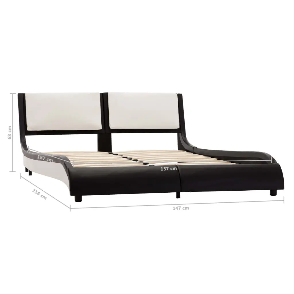 vidaXL Bed Frame Black and White Faux Leather 137×187 cm Double
