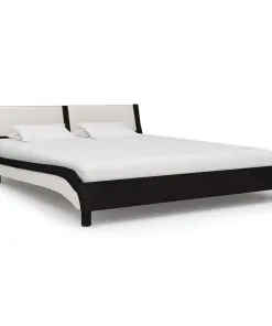 vidaXL Bed Frame Black and White Faux Leather 153×203 cm Queen