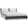 vidaXL Bed Frame Grey and White Faux Leather 106×203 cm King Single