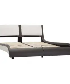 vidaXL Bed Frame Grey and White Faux Leather 106×203 cm King Single
