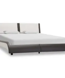 vidaXL Bed Frame Grey and White Faux Leather 137×187 cm Double