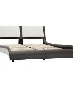 vidaXL Bed Frame Grey and White Faux Leather 137×187 cm Double