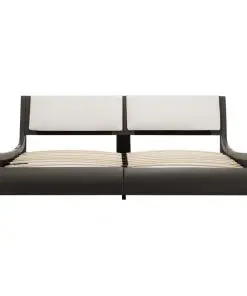 vidaXL Bed Frame Grey and White Faux Leather 183×203 cm King