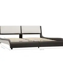 vidaXL Bed Frame Grey and White Faux Leather 183×203 cm King