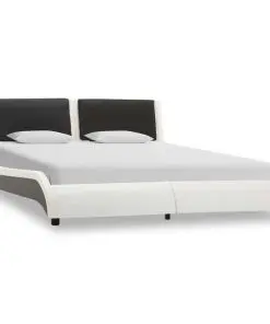 vidaXL Bed Frame White and Black Faux Leather 106×203 cm King Single