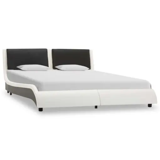 vidaXL Bed Frame White and Black Faux Leather 106×203 cm King Single