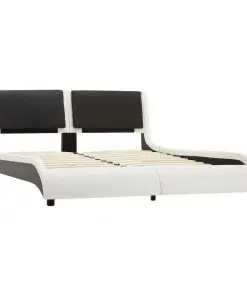 vidaXL Bed Frame White and Black Faux Leather 106×203 cm King Single