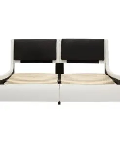 vidaXL Bed Frame White and Black Faux Leather 106×203 cm King Single