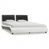 vidaXL Bed Frame White and Black Faux Leather 137×187 cm Double