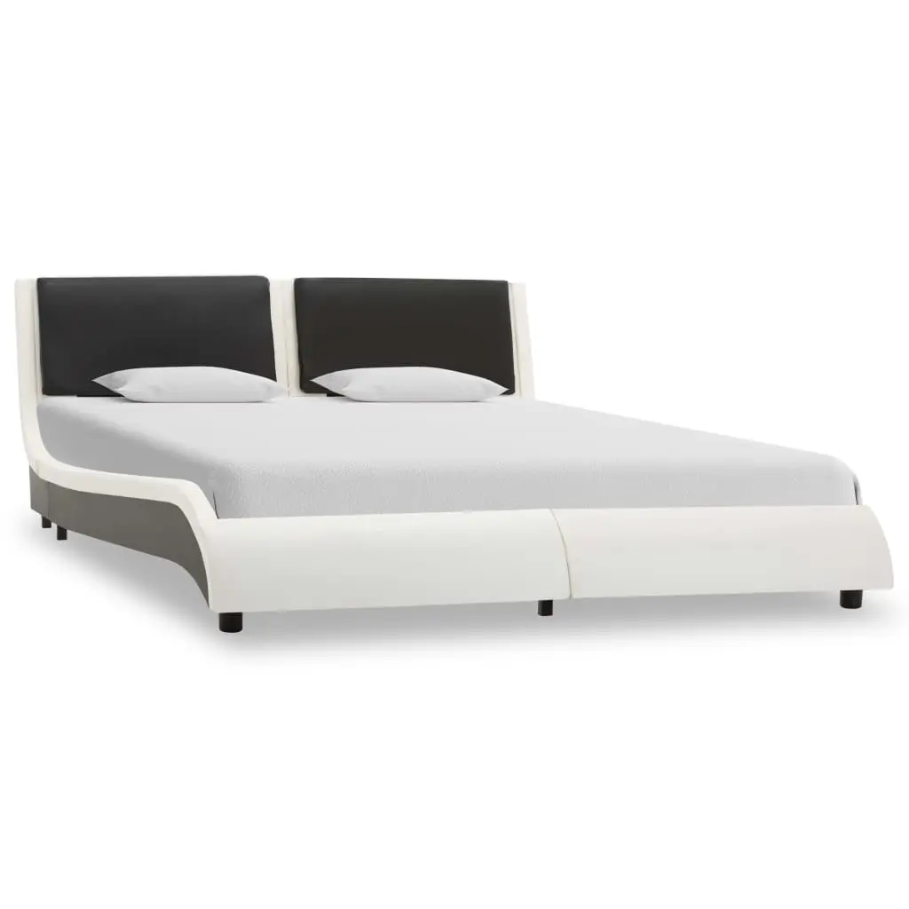 vidaXL Bed Frame White and Black Faux Leather 137×187 cm Double