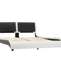 vidaXL Bed Frame White and Black Faux Leather 137×187 cm Double
