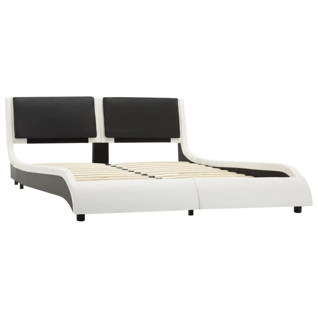 vidaXL Bed Frame White and Black Faux Leather 137×187 cm Double