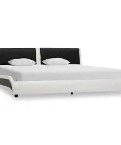vidaXL Bed Frame White and Black Faux Leather 183×203 cm King