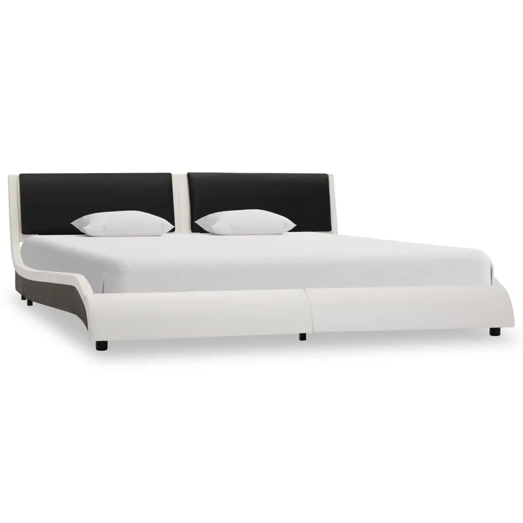 vidaXL Bed Frame White and Black Faux Leather 183×203 cm King
