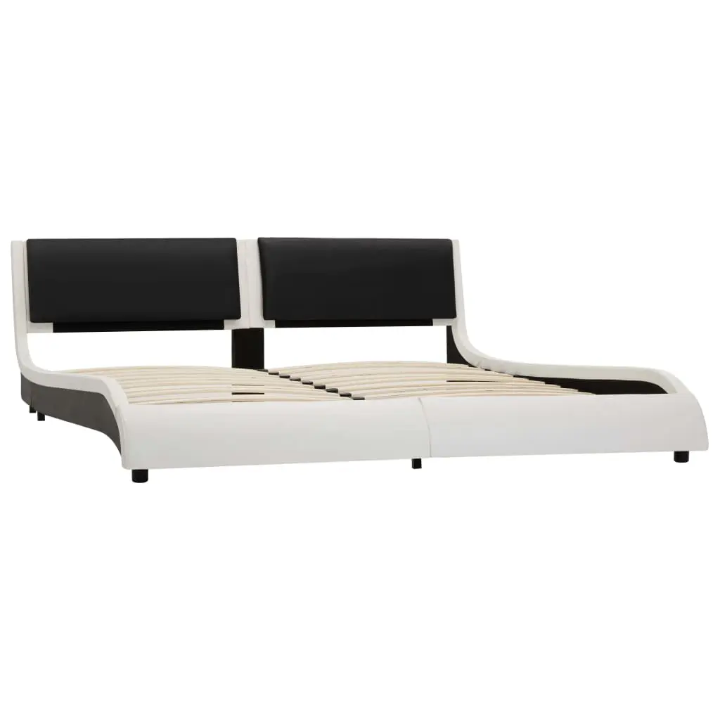 vidaXL Bed Frame White and Black Faux Leather 183×203 cm King