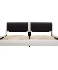 vidaXL Bed Frame White and Black Faux Leather 183×203 cm King