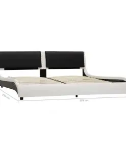 vidaXL Bed Frame White and Black Faux Leather 183×203 cm King
