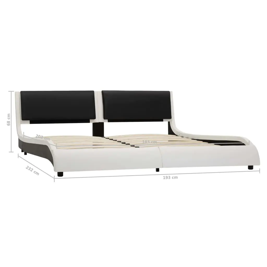 vidaXL Bed Frame White and Black Faux Leather 183×203 cm King