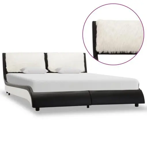 vidaXL Bed Frame Black and White Faux Leather 106×203 cm King Single