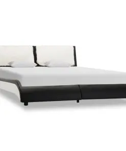 vidaXL Bed Frame Black and White Faux Leather 106×203 cm King Single