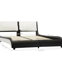 vidaXL Bed Frame Black and White Faux Leather 106×203 cm King Single