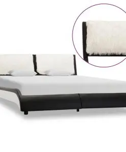 vidaXL Bed Frame Black and White Faux Leather 137×187 cm Double