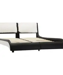 vidaXL Bed Frame Black and White Faux Leather 137×187 cm Double