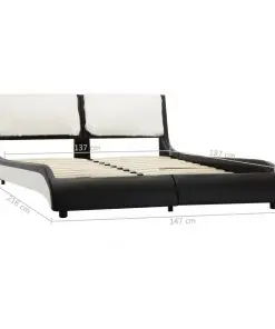 vidaXL Bed Frame Black and White Faux Leather 137×187 cm Double