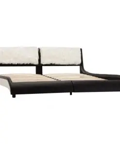vidaXL Bed Frame Black and White Faux Leather 183×203 cm King