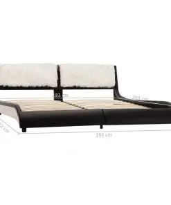 vidaXL Bed Frame Black and White Faux Leather 183×203 cm King