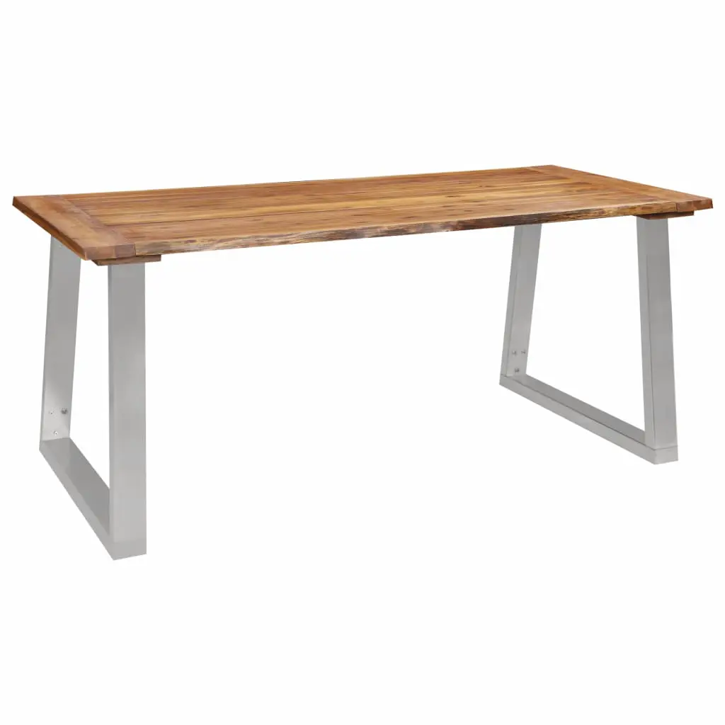 vidaXL Dining Table 180x90x75 cm Solid Acacia Wood and Stainless Steel