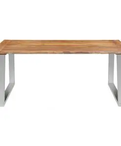 vidaXL Dining Table 180x90x75 cm Solid Acacia Wood and Stainless Steel