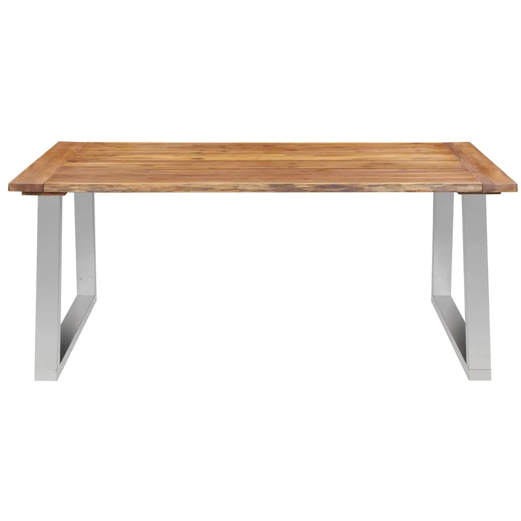 vidaXL Dining Table 180x90x75 cm Solid Acacia Wood and Stainless Steel
