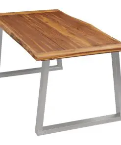 vidaXL Dining Table 180x90x75 cm Solid Acacia Wood and Stainless Steel